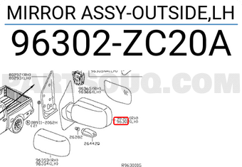 Nissan 96302ZC20A MIRROR ASSY-OUTSIDE,LH