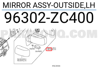 Nissan 96302ZC400 MIRROR ASSY-OUTSIDE,LH