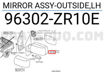 Nissan 96302ZR10E MIRROR ASSY-OUTSIDE,LH