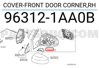 Nissan 963121AA0B COVER-FRONT DOOR CORNER,RH