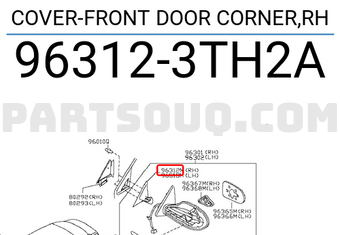 Nissan 963123TH2A COVER-FRONT DOOR CORNER,RH