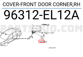 Nissan 96312EL12A COVER-FRONT DOOR CORNER,RH