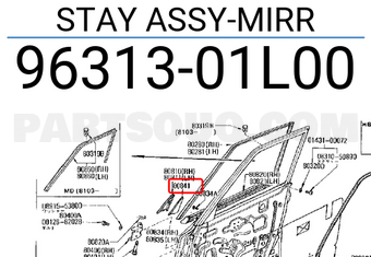 Nissan 9631301L00 STAY ASSY-MIRR