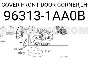 Nissan 963131AA0B COVER-FRONT DOOR CORNER,LH