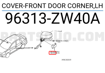 Nissan 96313ZW40A COVER-FRONT DOOR CORNER,LH