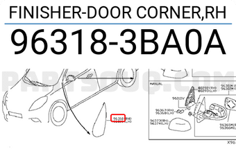 Nissan 963183BA0A FINISHER-DOOR CORNER,RH