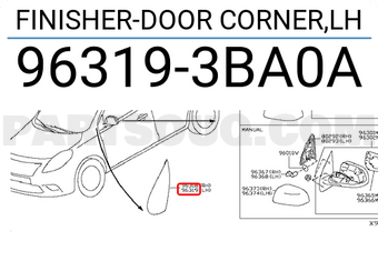 Nissan 963193BA0A FINISHER-DOOR CORNER,LH