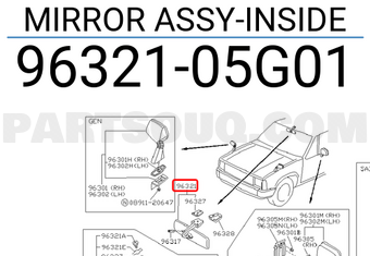 Nissan 9632105G01 MIRROR ASSY-INSIDE