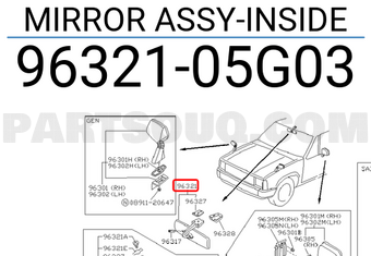 Nissan 9632105G03 MIRROR ASSY-INSIDE