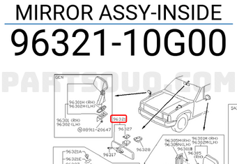 Nissan 9632110G00 MIRROR ASSY-INSIDE
