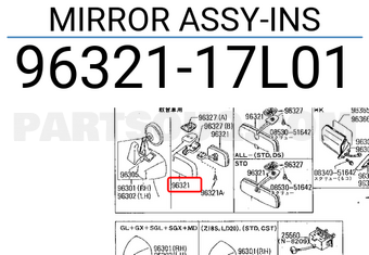 Nissan 9632117L01 MIRROR ASSY-INS