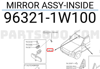 Nissan 963211W100 MIRROR ASSY-INSIDE