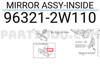 Nissan 963212W110 MIRROR ASSY-INSIDE