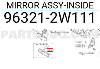 Nissan 963212W111 MIRROR ASSY-INSIDE