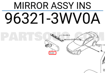 Nissan 963213WV0A MIRROR ASSY INS
