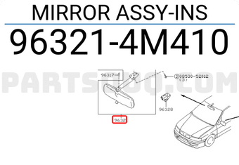 Nissan 963214M410 MIRROR ASSY-INS