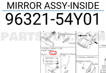 Nissan 9632154Y01 MIRROR ASSY-INSIDE