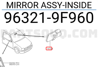 Nissan 963219F960 MIRROR ASSY-INSIDE