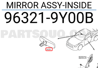 Nissan 963219Y00B MIRROR ASSY-INSIDE