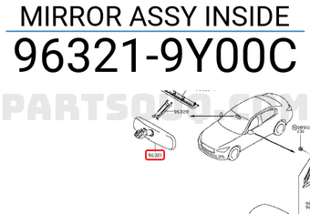 Nissan 963219Y00C MIRROR ASSY INSIDE