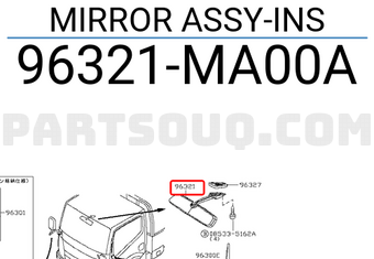 Nissan 96321MA00A MIRROR ASSY-INS