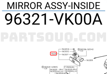 Nissan 96321VK00A MIRROR ASSY-INSIDE
