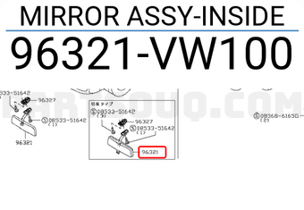 Nissan 96321VW100 MIRROR ASSY-INSIDE