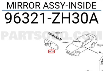 Nissan 96321ZH30A MIRROR ASSY-INSIDE