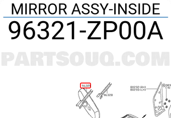 Nissan 96321ZP00A MIRROR ASSY-INSIDE