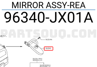 Nissan 96340JX01A MIRROR ASSY-REA