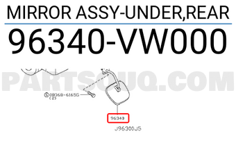 Nissan 96340VW000 MIRROR ASSY-UNDER,REAR