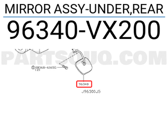 Nissan 96340VX200 MIRROR ASSY-UNDER,REAR