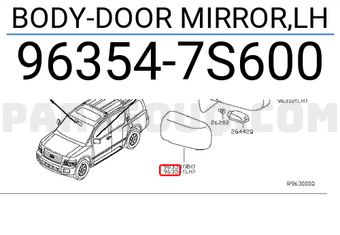 Nissan 963547S600 BODY-DOOR MIRROR,LH