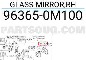 Nissan 963650M100 GLASS-MIRROR,RH