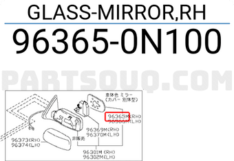 Nissan 963650N100 GLASS-MIRROR,RH