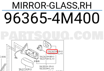 Nissan 963654M400 MIRROR-GLASS,RH