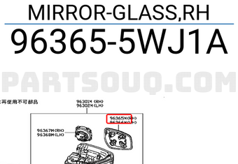 Nissan 963655WJ1A MIRROR-GLASS,RH