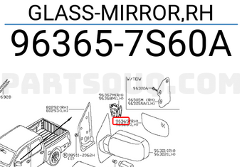 Nissan 963657S60A GLASS-MIRROR,RH