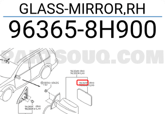 Nissan 963658H900 GLASS-MIRROR,RH