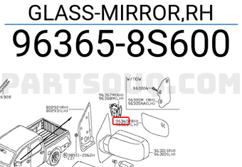 Nissan 963658S600 GLASS-MIRROR,RH