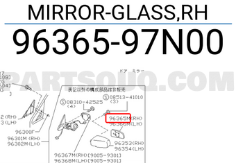 Nissan 9636597N00 MIRROR-GLASS,RH