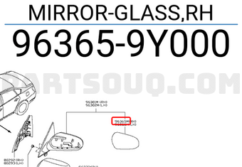 Nissan 963659Y000 MIRROR-GLASS,RH