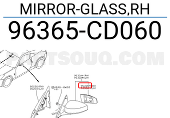 Nissan 96365CD060 MIRROR-GLASS,RH