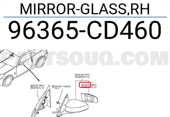 Nissan 96365CD460 MIRROR-GLASS,RH