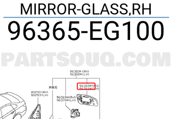Nissan 96365EG100 MIRROR-GLASS,RH