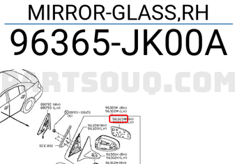 Nissan 96365JK00A MIRROR-GLASS,RH