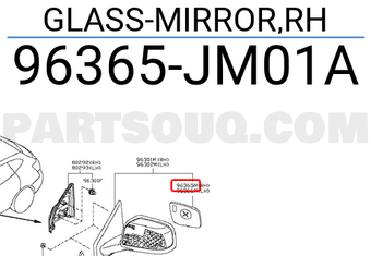 Nissan 96365JM01A GLASS-MIRROR,RH