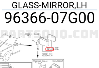 Nissan 9636607G00 GLASS-MIRROR,LH