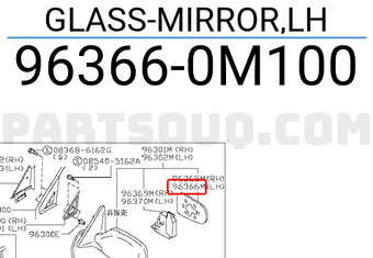 Nissan 963660M100 GLASS-MIRROR,LH