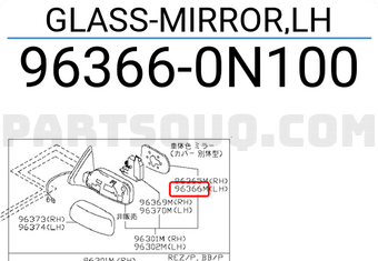 Nissan 963660N100 GLASS-MIRROR,LH